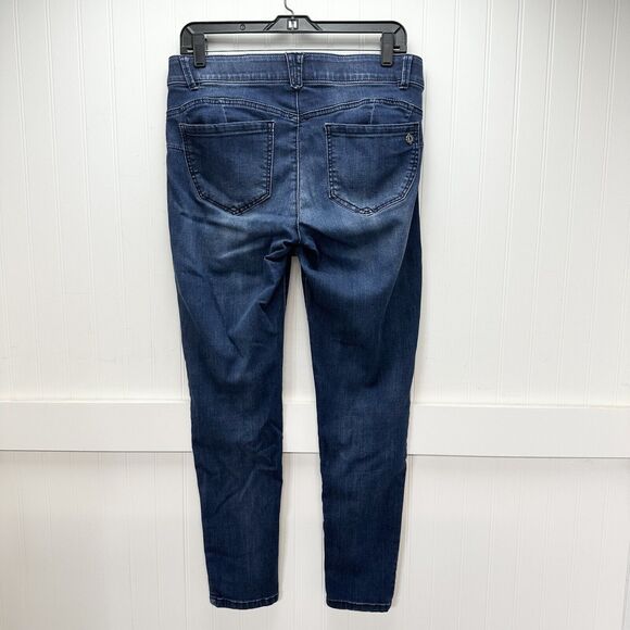 Democracy Jeans 8 Skinny Ab Solution Blue Stretch Denim Distressed Tummy Control - Picture 2 of 12